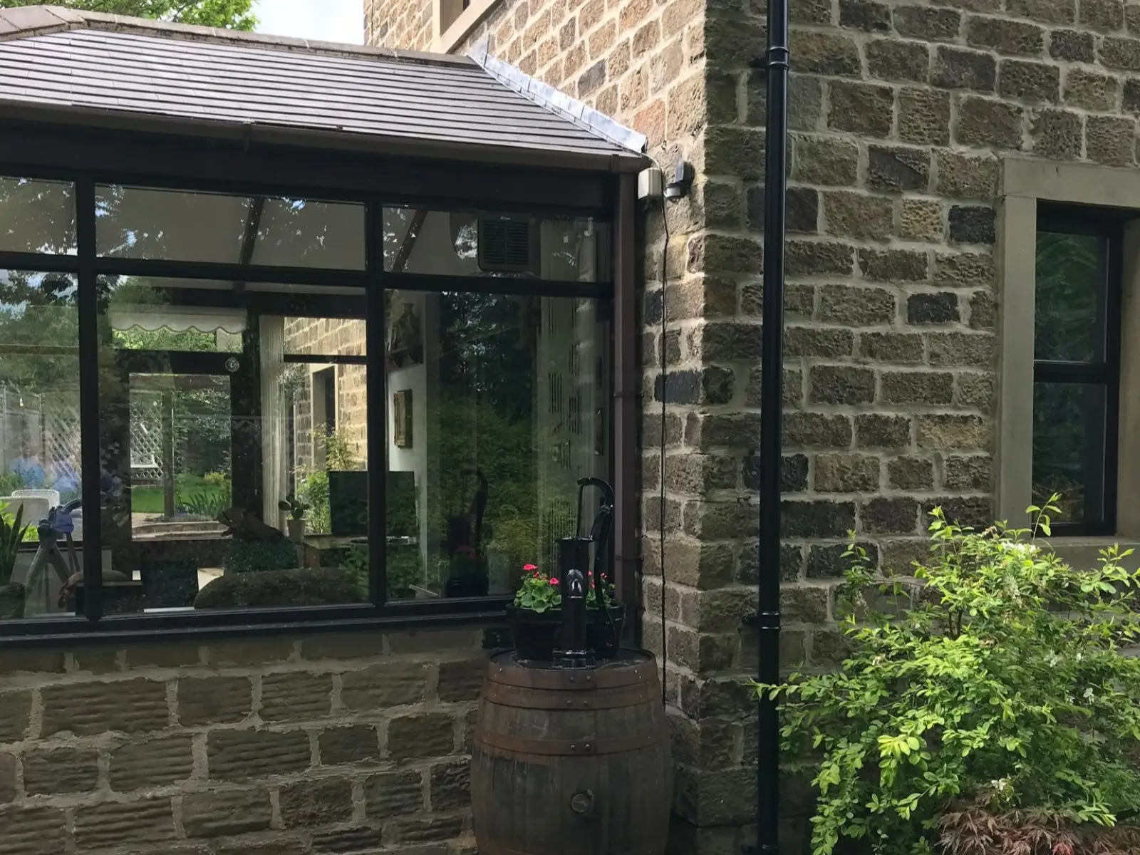 Dark wooden windows before replacement
