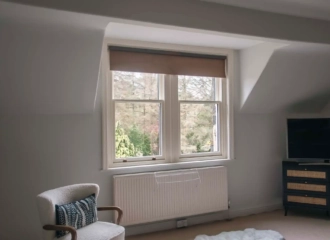 Double Double Sash Window Bedroom, Sapele Painted White