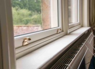 Sapele Window Sash Window Pull Brass Detail